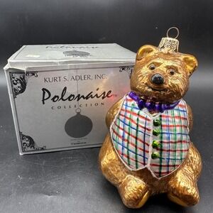 KURT ADLER‎ POLONAISE HONEY BEAR ORNAMENT AP900 4.5"